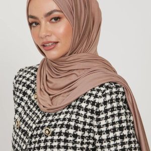 Hijab jersey premium en couleur taupe