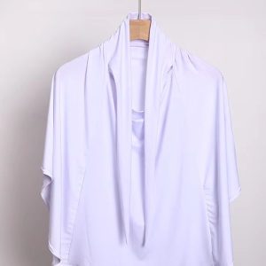 Hijab long blanc en tissu léger et fluide