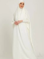 Jilbab 1 pièce blanc élégant pour un style sobre et moderne