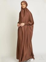 Jilbab 1 pièce marron élégant et pratique pour un look modeste