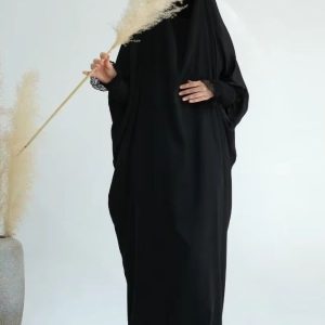 Jilbab 1 pièce en noir ébène pour un look élégant