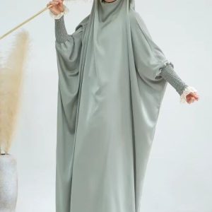 Jilbab 1 pièce vert clair élégant et confortable
