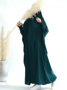 Jilbab 1 pièce en vert foncé pour un style élégant
