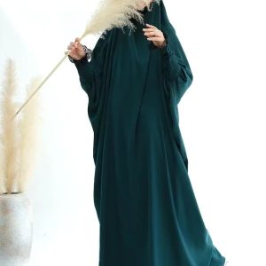 Jilbab 1 pièce en vert foncé pour un style élégant