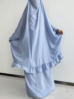 Jilbab 2 pièces couleur bleu ciel