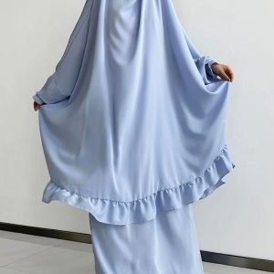 Jilbab 2 pièces couleur bleu ciel