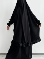 Jilbab noir 2 pièces élégant et moderne