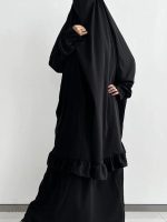 Jilbab deux pièces en noir, style classique et intemporel