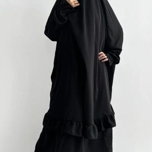 Jilbab deux pièces en noir, style classique et intemporel