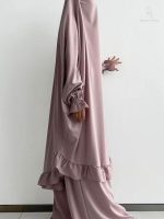 Jilbab rose en deux pièces, style moderne et pratique