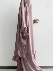 Jilbab rose en deux pièces, style moderne et pratique