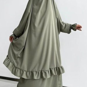 Jilbab 2 pièces en vert, élégant et modeste