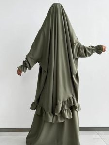 Jilbab vert, ensemble pratique pour une tenue quotidienne