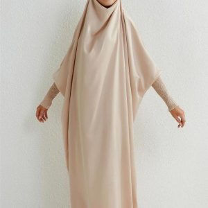 Jilbab beige léger, idéal pour le quotidien