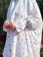 Jilbab de prière à motifs blancs, élégant et léger