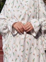 Jilbab de prière à motifs, confort et style en blanc