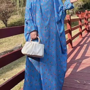 Jilbab de prière à motifs bleu élégant et raffiné