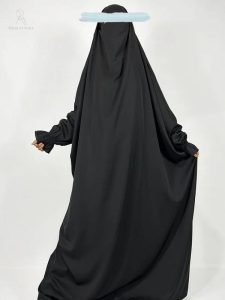 Jilbab une pièce noir élégant pour femme
