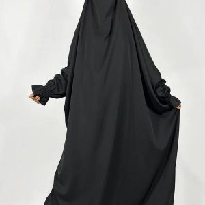Jilbab une pièce noir élégant pour femme