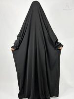Jilbab noir classique, vêtement modeste et confortable