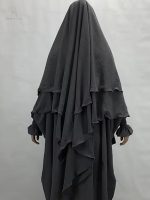 Khimar gris perle 3 voiles élégant et léger