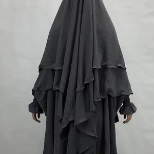 Khimar gris perle 3 voiles élégant et léger