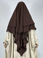 Khimar marron à 3 voiles élégant et polyvalent