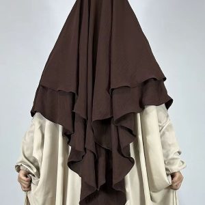 Khimar marron à 3 voiles élégant et polyvalent