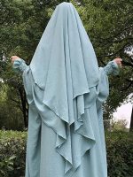 Khimar vert d'eau à 3 voiles élégant et léger