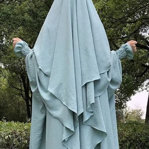Khimar vert d'eau à 3 voiles élégant et léger