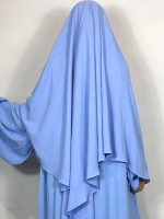 Khimar bleu ciel élégant et léger pour un look raffiné
