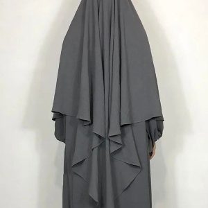 Khimar Gris Foncé élégant et moderne pour un style raffiné