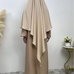 Khimar long beige sable