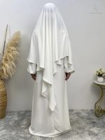 Khimar long blanc élégant pour un style modeste