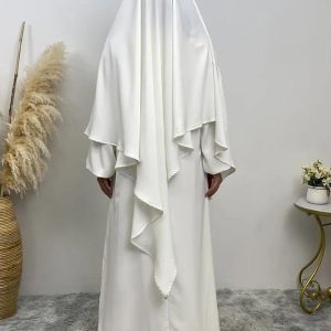 Khimar long blanc élégant pour un style modeste