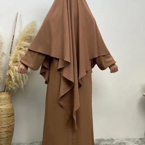 Khimar long en Brun Sable