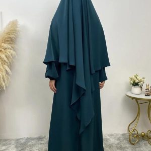 Khimar long en couleur Émeraude