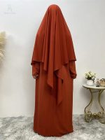 Khimar long en teinte Orange Terre Brûlée
