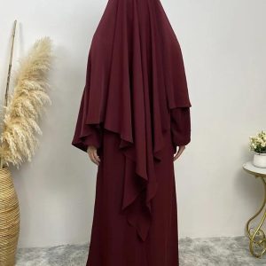 Khimar long violet prune élégant et raffiné