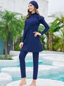 Maillot de bain burkini bleu marine pour femme