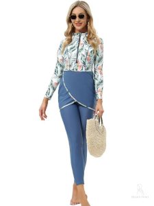 Maillot de bain burkini océan tropical en tissu léger