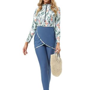 Maillot de bain burkini océan tropical en tissu léger