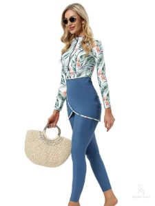 Burkini style océan tropical avec motifs colorés