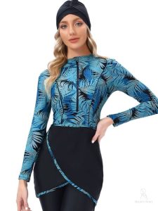 Burkini élégant aux palmiers tropicaux pour la plage