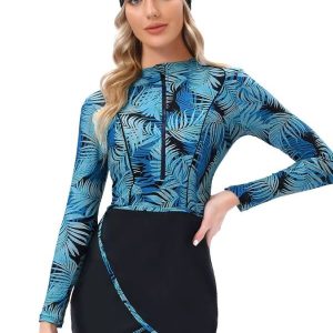 Burkini élégant aux palmiers tropicaux pour la plage