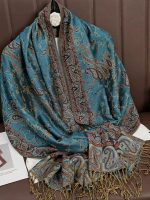 Pashmina bleu océan en tissu doux et léger