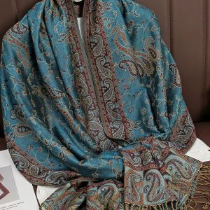 Pashmina bleu océan en tissu doux et léger
