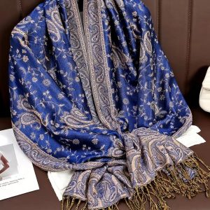 Pashmina bleu royal élégante et douce