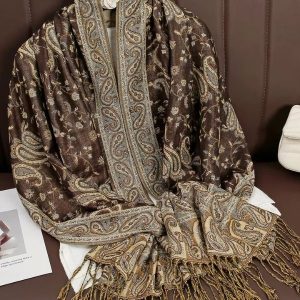 Pashmina chocolat doré en tissu doux et élégant