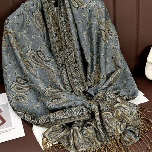 Pashmina gris anthracite en tissu doux et léger